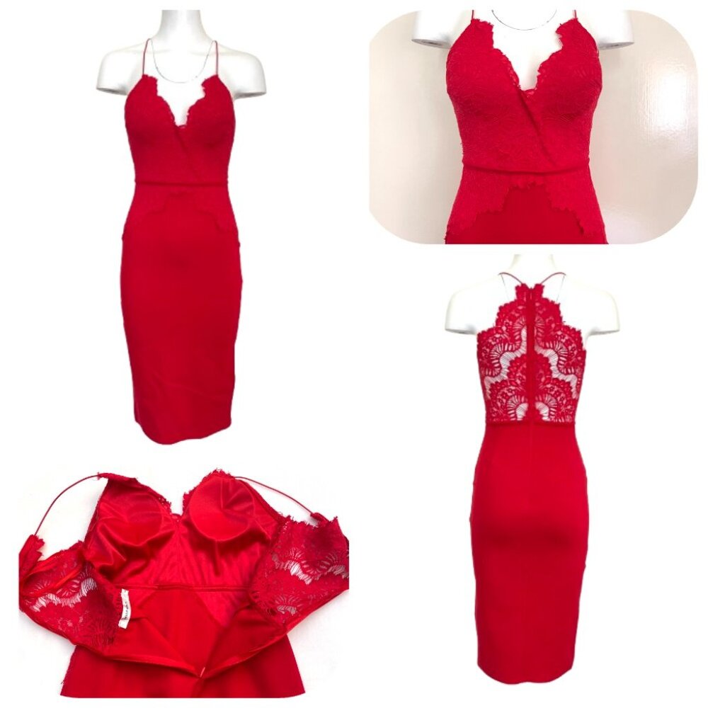 Hello Molly Lace Detail Spaghetti Strap Cone Dress